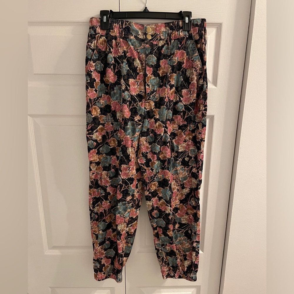 Anthropologie Corduroy Floral Joggers Size Medium